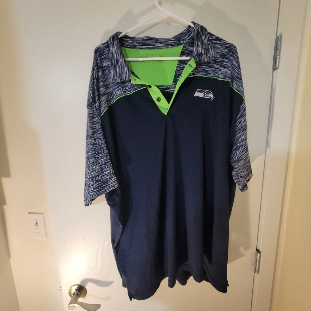 Antigua Green and Blue Seahawks Polo